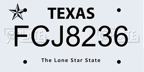 FCJ8236 Texas License Plate
