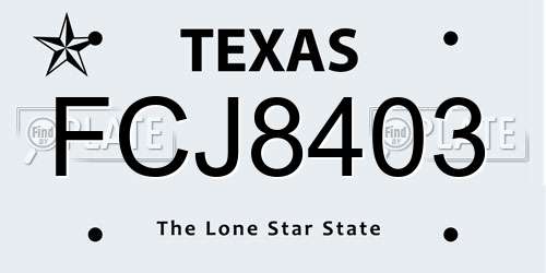 FCJ8403 Texas License Plate