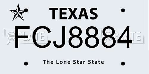 FCJ8884 Texas License Plate