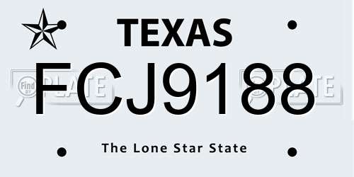 FCJ9188 Texas License Plate