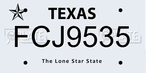 FCJ9535 Texas License Plate