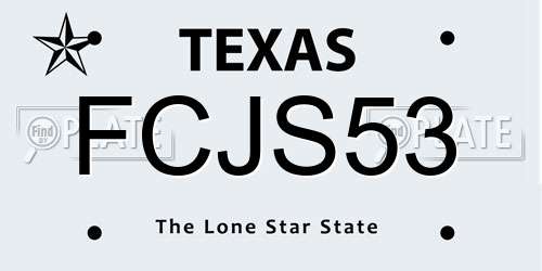 FCJS53 Texas License Plate