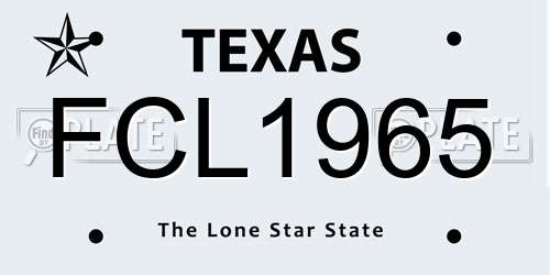 FCL1965 Texas License Plate