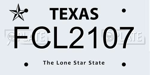 FCL2107 Texas License Plate