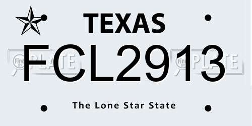 FCL2913 Texas License Plate