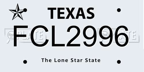 FCL2996 Texas License Plate