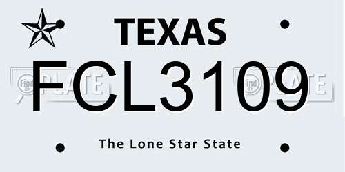 FCL3109 Texas License Plate