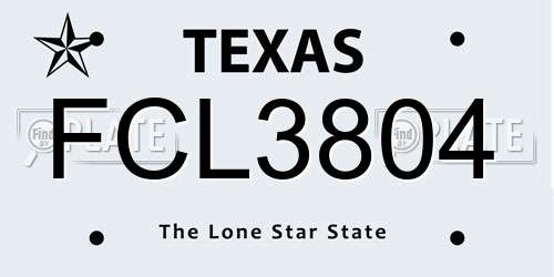FCL3804 Texas License Plate