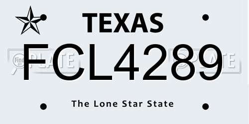 FCL4289 Texas License Plate