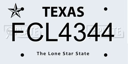 FCL4344 Texas License Plate