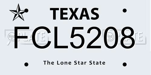 FCL5208 Texas License Plate