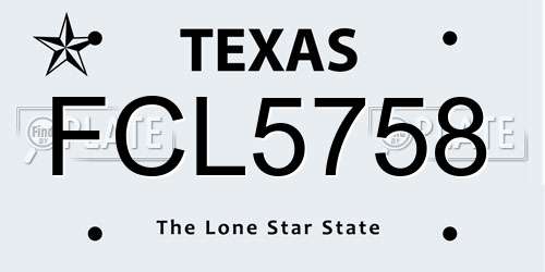 FCL5758 Texas License Plate