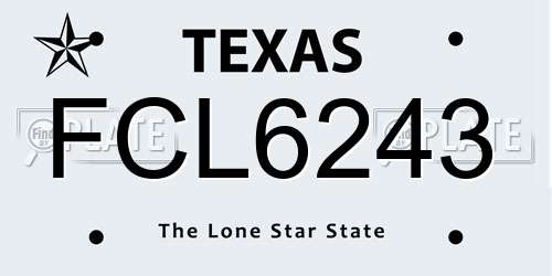 FCL6243 Texas License Plate