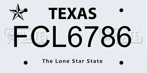 FCL6786 Texas License Plate