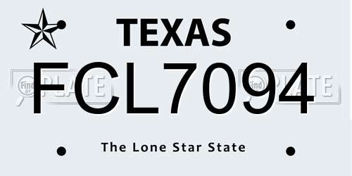FCL7094 Texas License Plate
