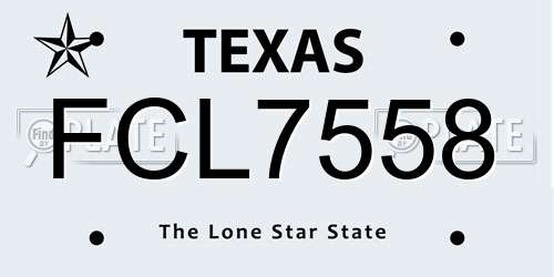 FCL7558 Texas License Plate