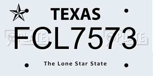 FCL7573 Texas License Plate