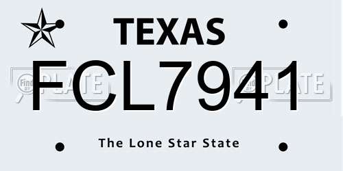 FCL7941 Texas License Plate