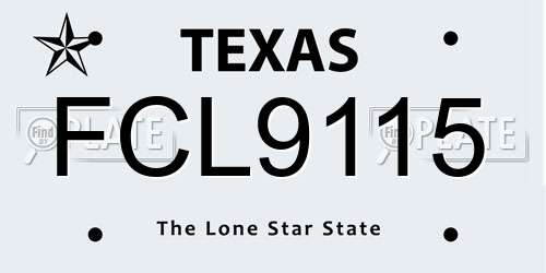 FCL9115 Texas License Plate