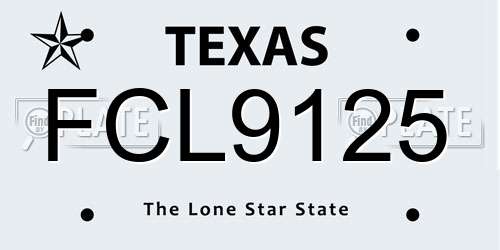 FCL9125 Texas License Plate