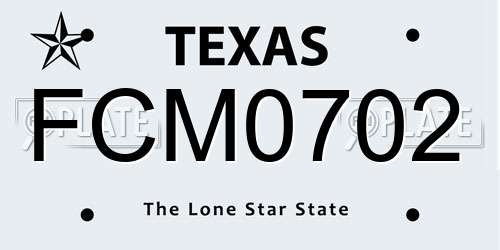 FCM0702 Texas License Plate