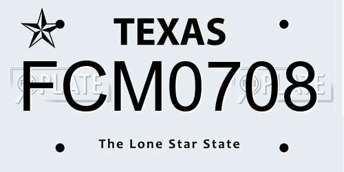 FCM0708 Texas License Plate