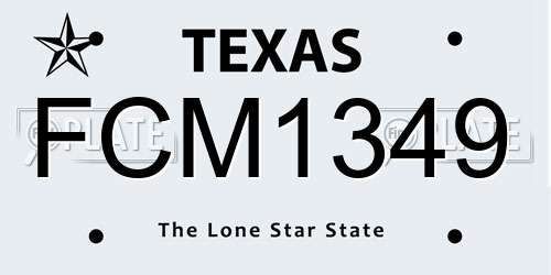 FCM1349 Texas License Plate