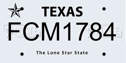 FCM1784 Texas License Plate