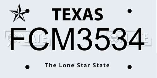 FCM3534 Texas License Plate
