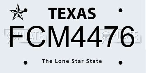 FCM4476 Texas License Plate