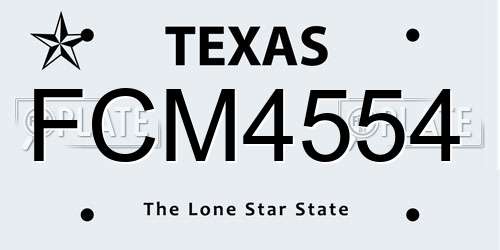 FCM4554 Texas License Plate