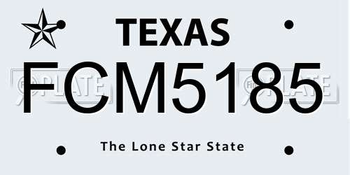 FCM5185 Texas License Plate