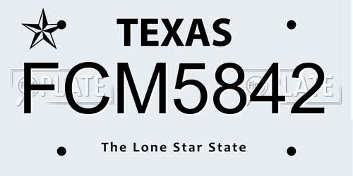 FCM5842 Texas License Plate