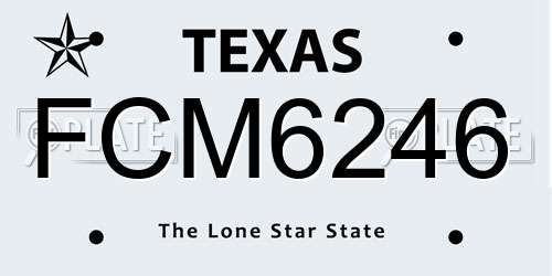 FCM6246 Texas License Plate