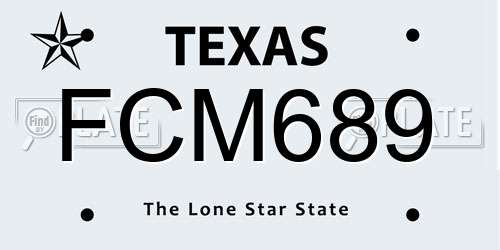 FCM689 Texas License Plate