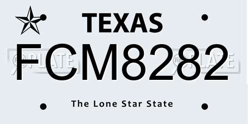 FCM8282 Texas License Plate