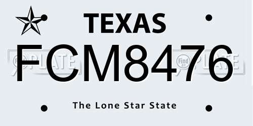 FCM8476 Texas License Plate