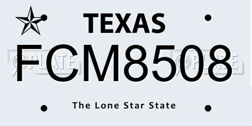 FCM8508 Texas License Plate