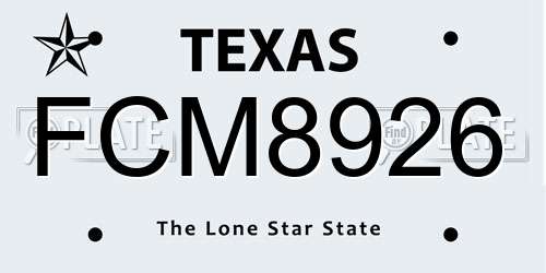FCM8926 Texas License Plate