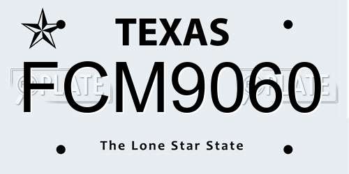 FCM9060 Texas License Plate