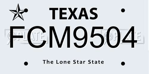 FCM9504 Texas License Plate