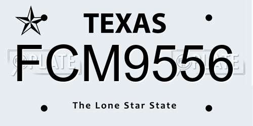FCM9556 Texas License Plate