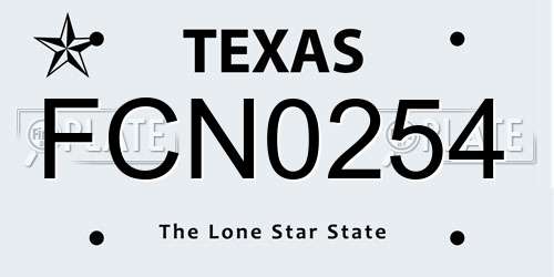 FCN0254 Texas License Plate