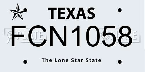 FCN1058 Texas License Plate