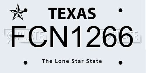 FCN1266 Texas License Plate