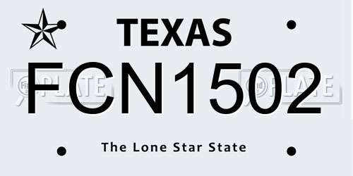 FCN1502 Texas License Plate
