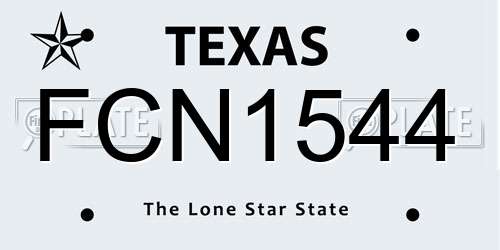 FCN1544 Texas License Plate