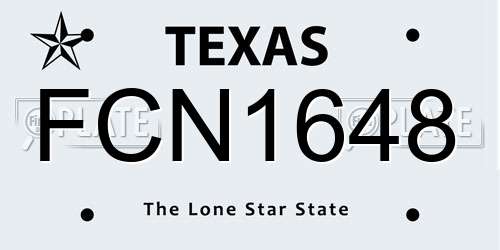 FCN1648 Texas License Plate