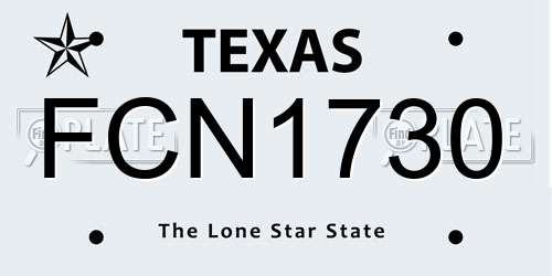 FCN1730 Texas License Plate