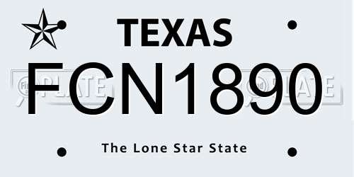 FCN1890 Texas License Plate